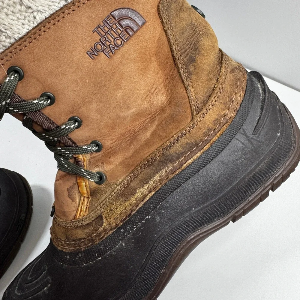 The North Face Shellista Lace Luxe W 9 Brown Knit Winter Snow Boots Waterproof